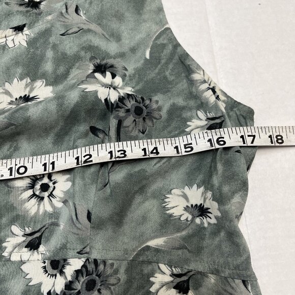Vintage DBY Dress Womens 11/12 Green Floral Babydoll Maxi Lace Up Back Y2K 90s - Picture 7 of 9